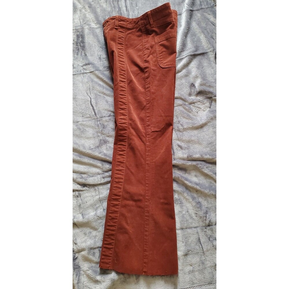 AG The Quinne High Rise Paneled Cropped Flair Jeans Size 27 Rich Crimson Raw Hem - Picture 13 of 16